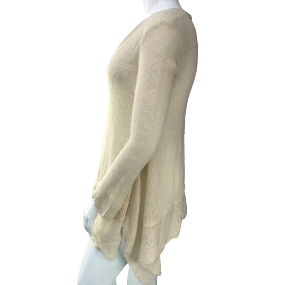 Wooden Ships Womens Size M/L Sweater Mohair Wool V Neck Long Line Open Knit - Picture 5 of 14